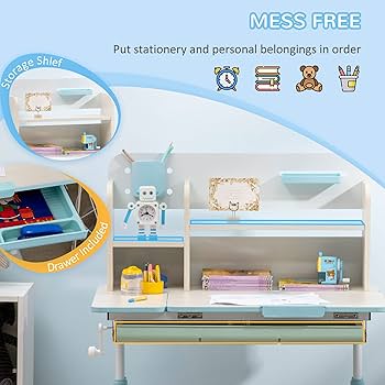 Amazon.com: Qaba Wooden Kids Study Desk, Height Adjustable